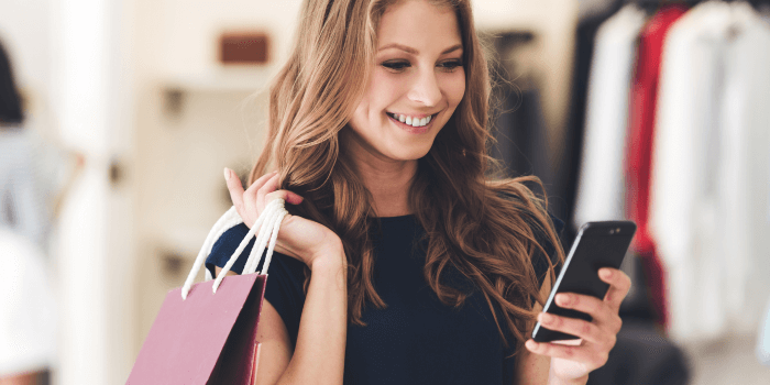 Female Customer in Retail Store on Mobile