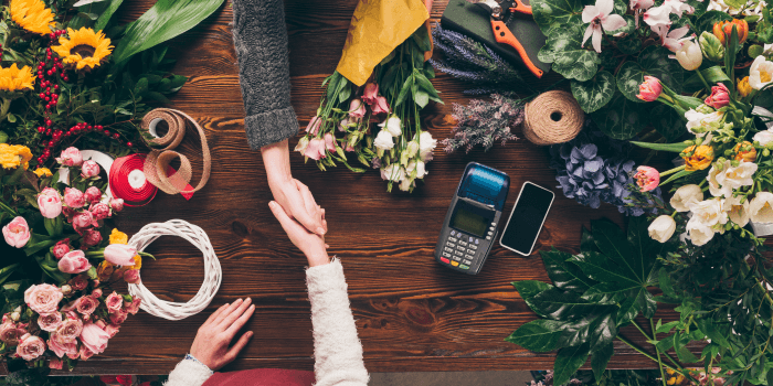 florist making a sale